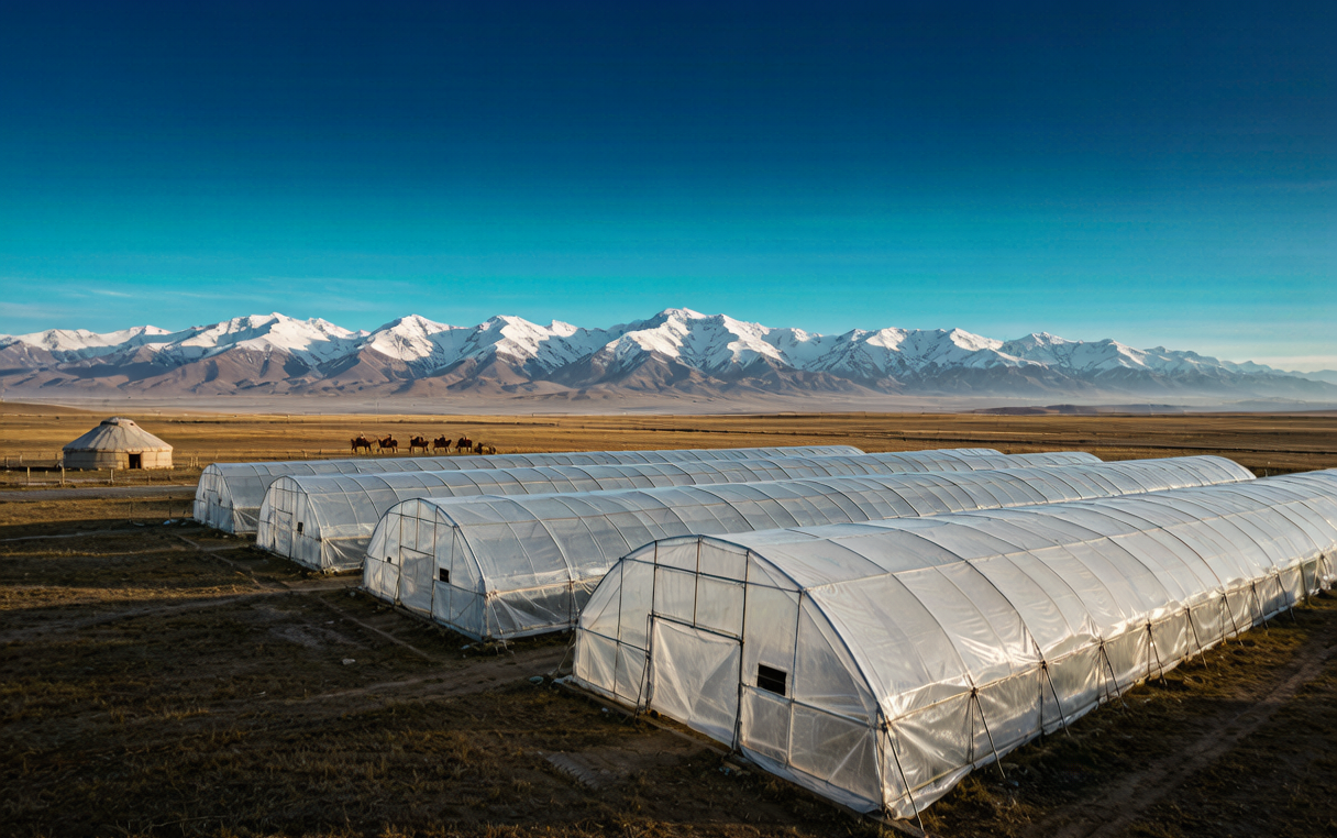 Greenhouse film across Central Asia and the CIS — PO and PE covers for cold-continental climates