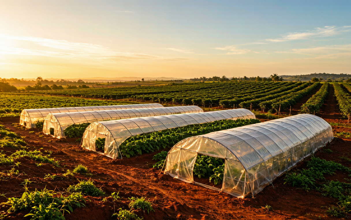 Estufas comerciais no Brasil — filme PO e PE para o agronegócio brasileiro