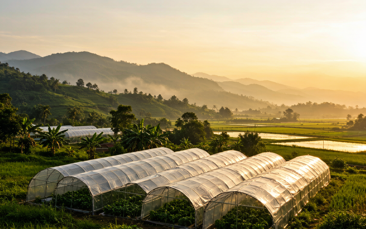 โรงเรือนในภาคเหนือของประเทศไทย — ฟิล์ม PO และ PE สำหรับเกษตรกรรมเขตร้อน