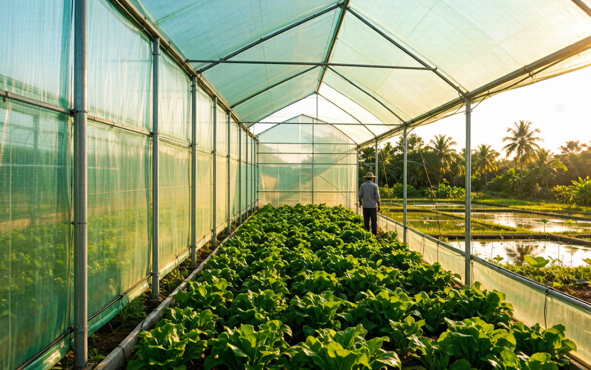 PO greenhouse film success case in southern Vietnam — healthy crops under durable 5-layer polyolefin cover