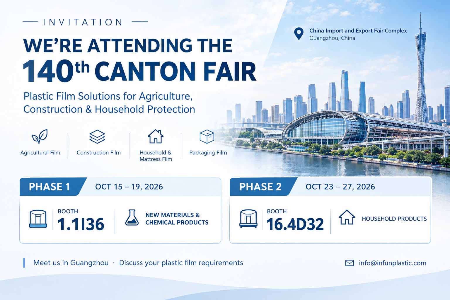 InFunPlastic exhibiting at the 140th Canton Fair, Autumn 2026